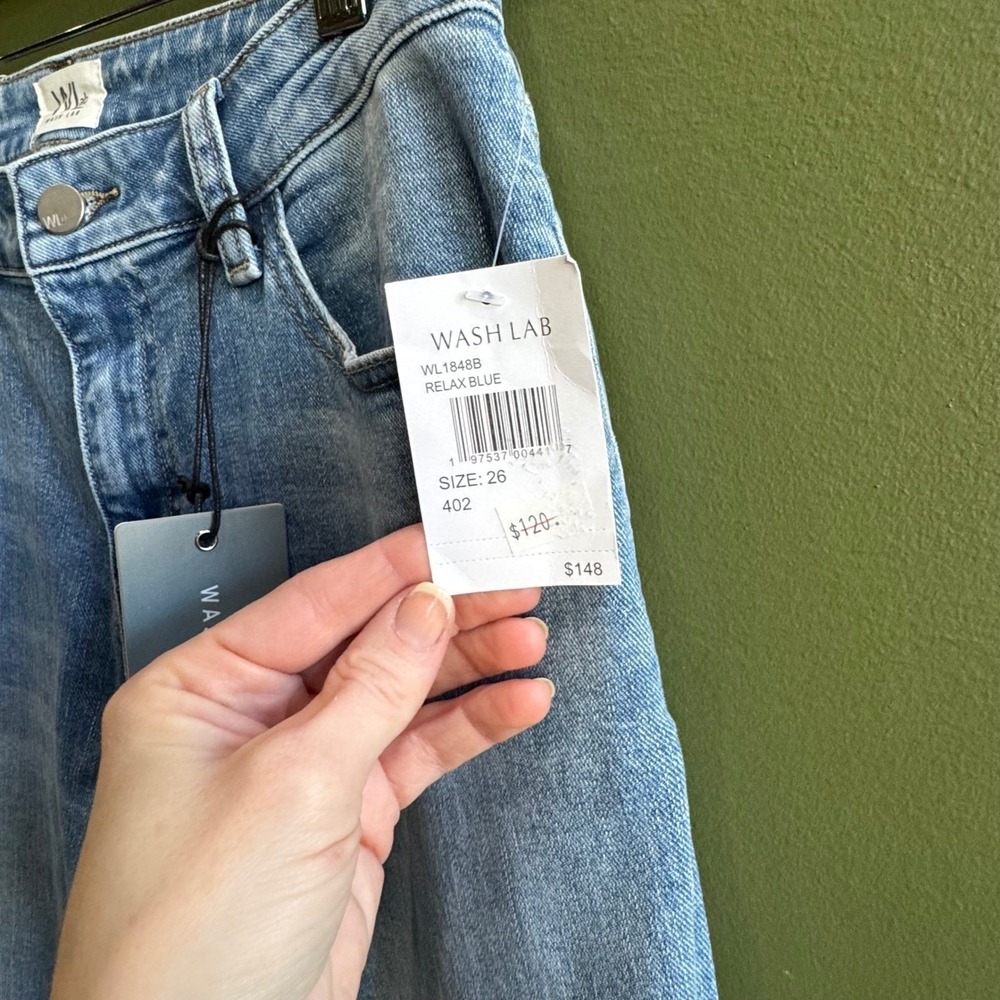 NWT Wash Lab Poppy Relaxed Straight Leg Denim‎ Jeans Size 27 Medium/Light Wash - Picture 5 of 11
